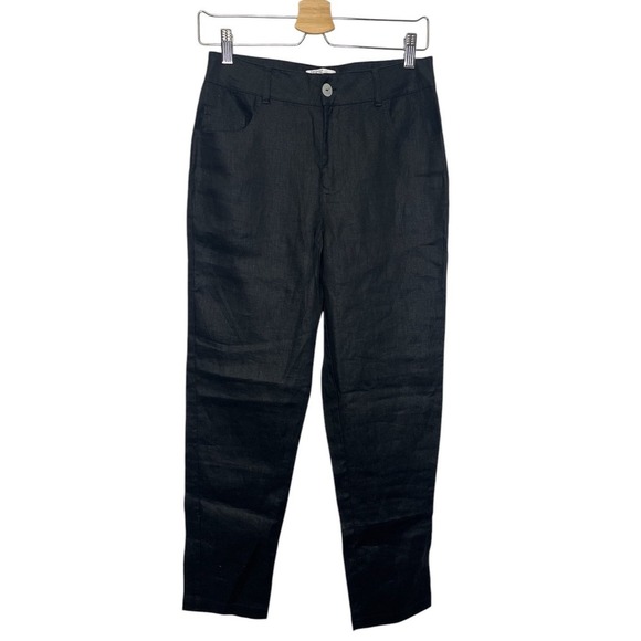 Beatriz Camacho Pants - Beatriz Camacho Black Linen Pants US size 8 Straight Leg 29" Inseam Luxury Beach